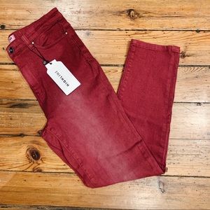 Burgundy High Rise Skinny Jeans